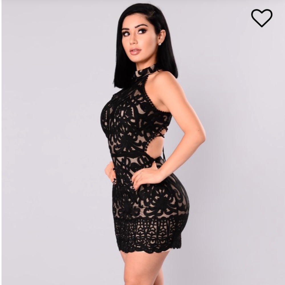 Fashion Nova Black Lace Cutout Bodycon Dress